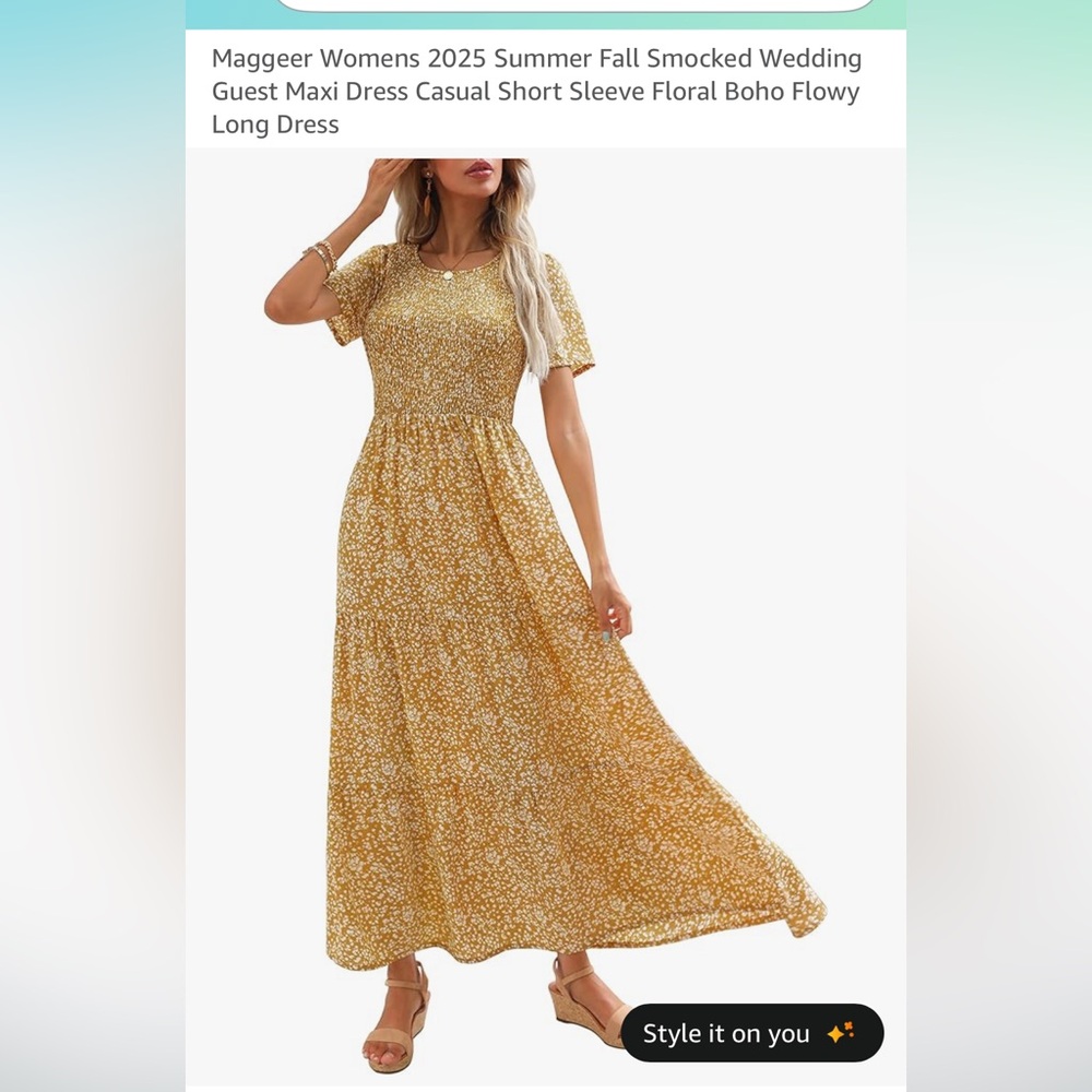Amazon Yellow Floral Maxi Dress
